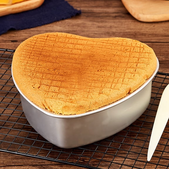 TABLZONE 2-Piece Aluminum Heart-Shaped Cake Pan Set with Removable Bottom, Non-Stick Bakeware for Easy Cake Release