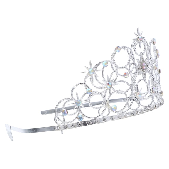 TABLZONE Silver Rhinestone Crown Zinc Alloy Durable Star Design Party Accessory