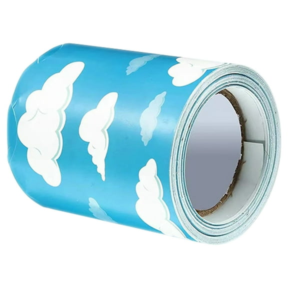TABLZONE Cloud Bulletin Board Paper Bulletin Board Border Trim Sky Blue 1 Roll