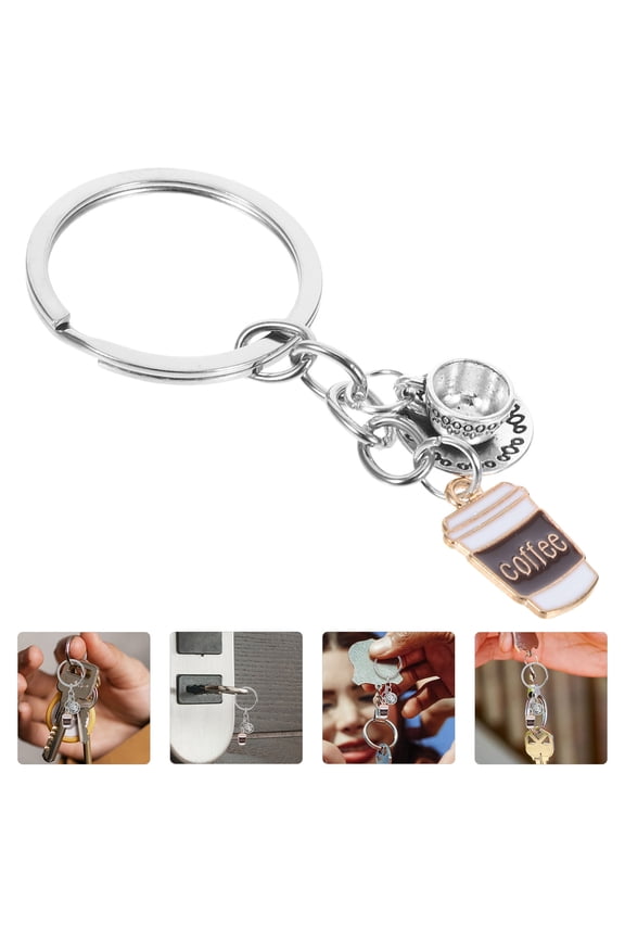 Unique Coffee Cup Pendant Keychain Zinc Alloy Small Charm for Backpack Decoration
