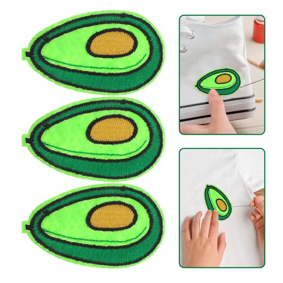 TABLZONE Fruit Embroidered Patches Green Polyester Twill for Clothes 5Pcs
