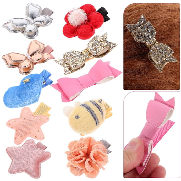 TABLZONE Set of 10 Glitter Hair Clips for Girls, Cute Sparkly Hair Accessories for Daily Wear and Party Decoration