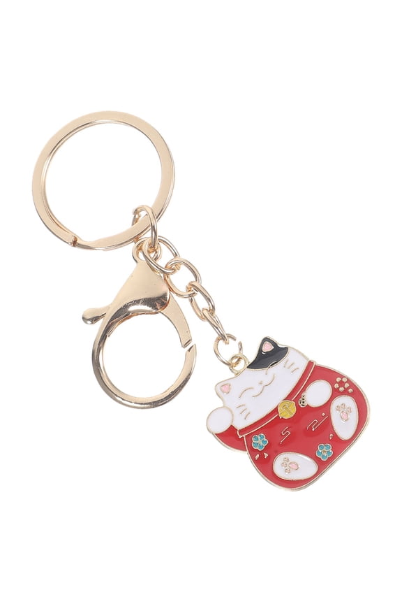 Japanese Luck Cat Keychain Red Cute Pendant for Keys and Bag Accessories