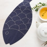 TABLZONE Japanese Sashiko Kit Dark Blue Fabric Versatile Use for Tea Mats and Coasters