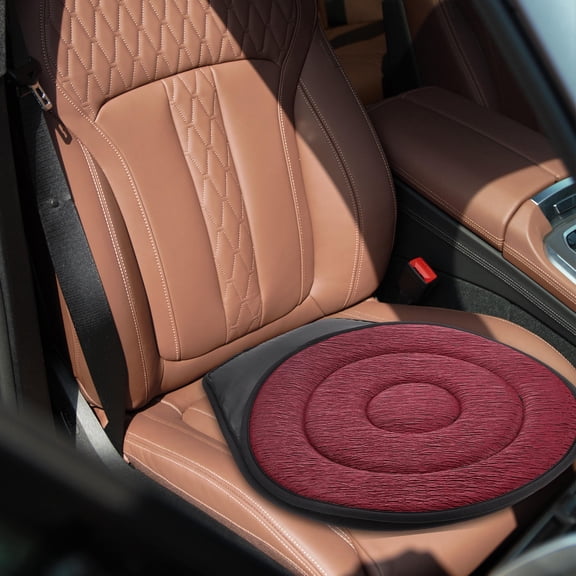 TABLZONE Dark Red Rotating Seat Cushion for Car Firm Support Breathable All Season Use