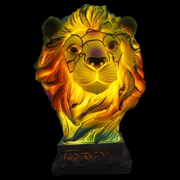 TABLZONE Resin Stained Lion Table Lamp LED Light for Cozy Bedroom Ambiance Decoration