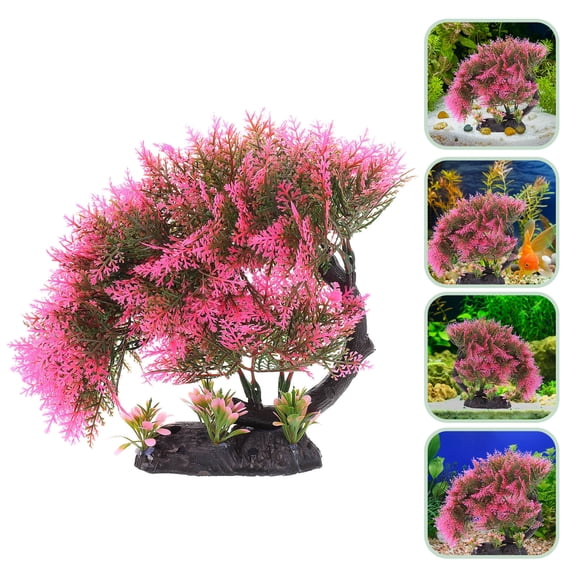 TABLZONE Bonsai Tree for Aquarium Artificial Pine Tree Red Plastic 1Set