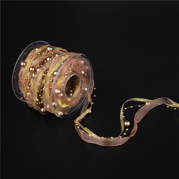 TABLZONE Decorative Beaded Ribbon Plated Gold for DIY Bouquet Party Crafts and Wedding Celebration