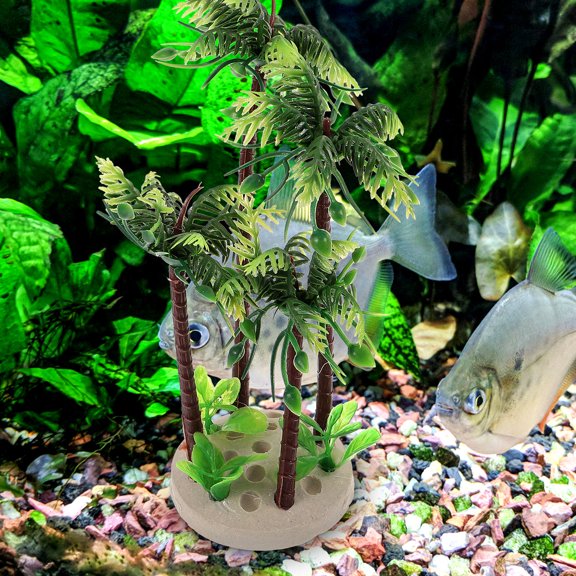 TABLZONE Decorative Green Palm Tree Model Fish Tank Ornament for Aquatic Landscape