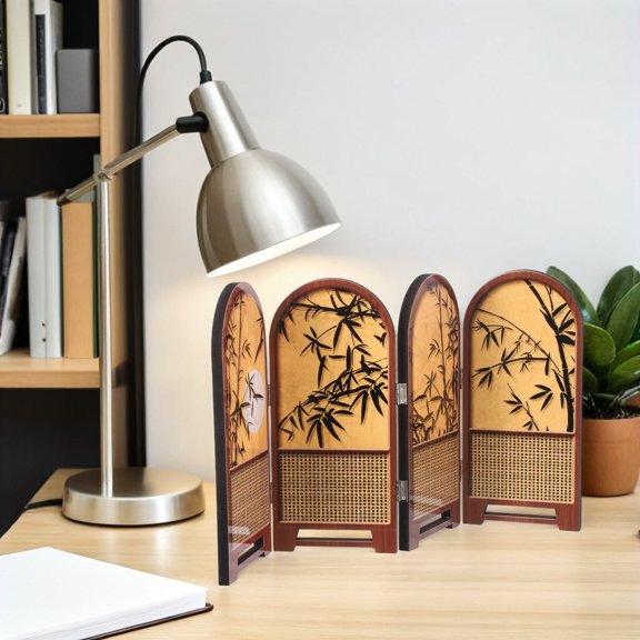 TABLZONE Decorative Screen Model with Antique Bamboo Art for Sophisticated Desktop Partition Use