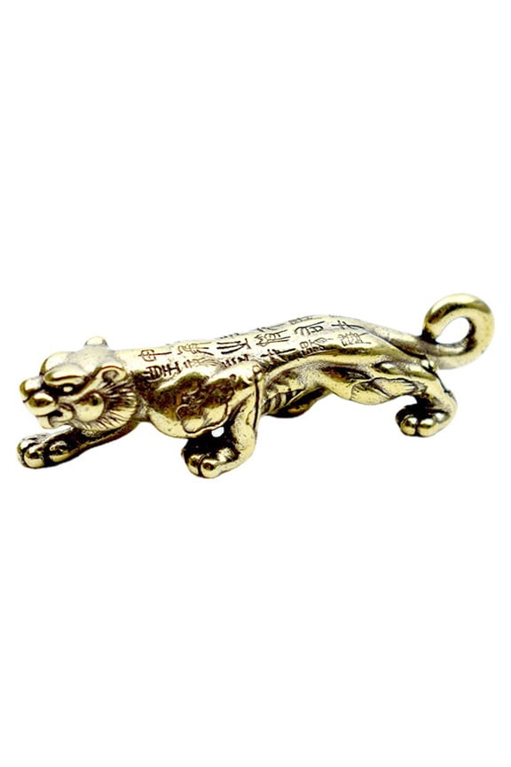 Tiger-Shaped Brass Keychain Charm, Small Decorative Accessory for Bags, Keys, and Everyday Use, 1 Piece