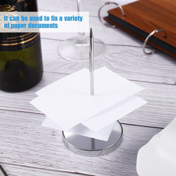 TABLZONE Desk Check Holder Set, Metal Bill Spike Stands with Stable Round Base
