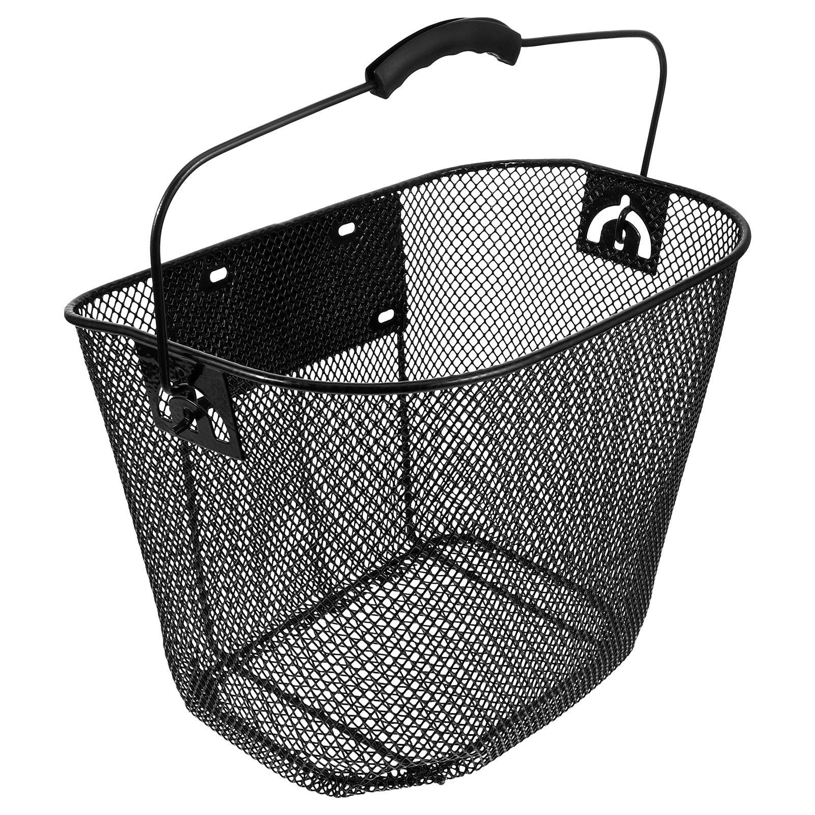 TABLZONE Metal Front Bike Basket with Handlebar Storage, Black - Cycling Accessory for Secure Carrying