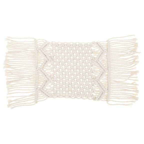 TABLZONE Beige Cotton Woven Table Runner with Tassels Nordic Style Home Decor for Dining Table