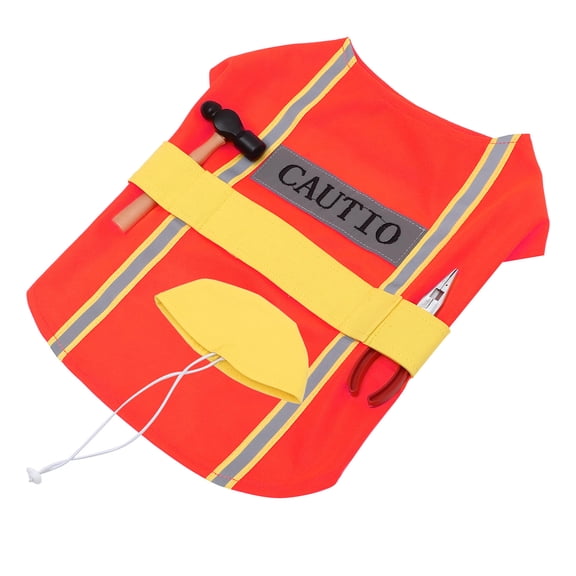 TABLZONE Cute Pet Engineer Costume, Adjustable Orange Vest with Cap for Dog Parties