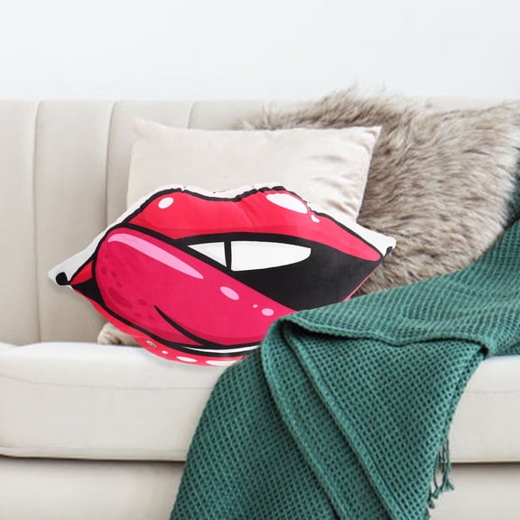 TABLZONE Double Sided Digital Print Lip Pillow Soft PP Cotton Throw Pillow for Couch Decor