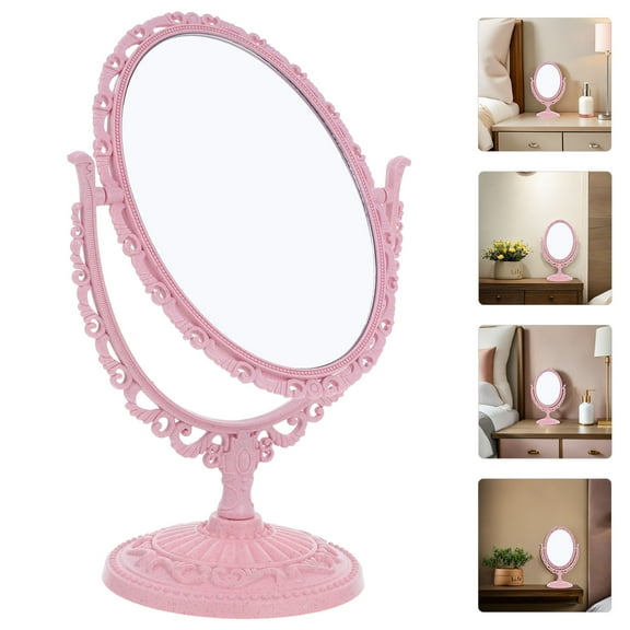 TABLZONE Dual Sided Oval Makeup Mirror with Swivel Stand for Tabletop Vanity and Dressing Table Use