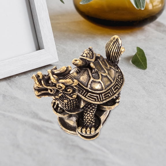 TABLZONE Dragon Turtle Figures Copper Craft Figurine Simple Style Indoor Use 1Pcs