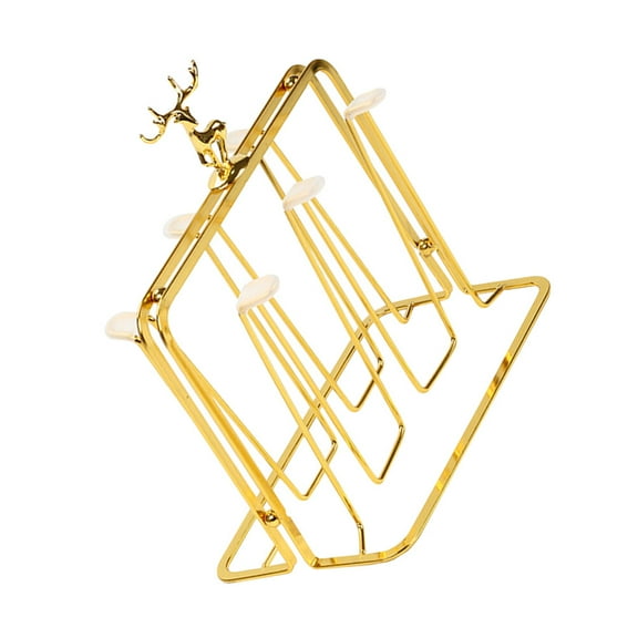 TABLZONE Golden Plastic Cup Drying Rack with Ergonomic Design for Kitchen Cup Storage and Bottle Organizer