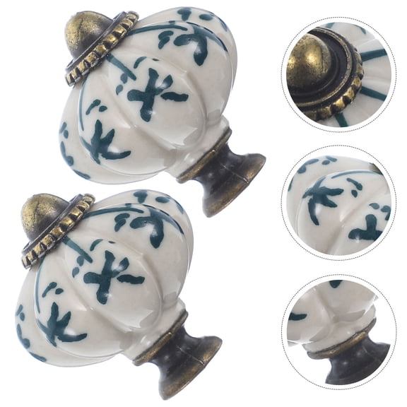 TABLZONE 12Pcs Pumpkin Cabinet Handles Ceramic Vintage Style Decorative Knobs Bathroom Use