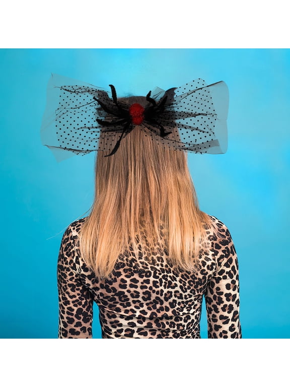 Durable Black Lace Bridal Veil, Mesh Bow Headdress for