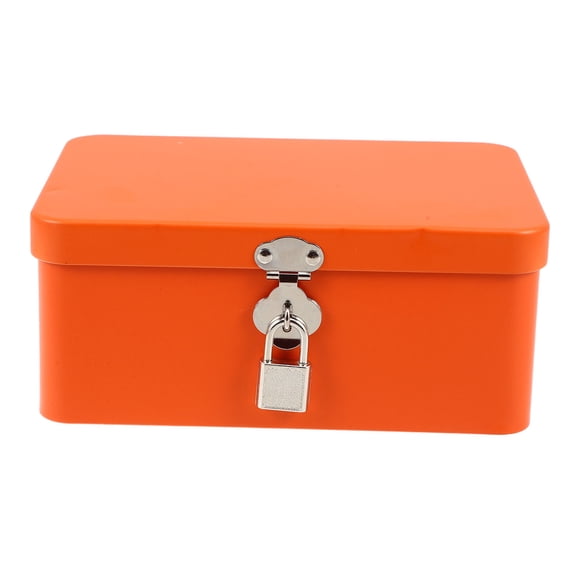 TABLZONE Durable Orange Tinplate Lockable Storage Box for Desktop and Travel Organization