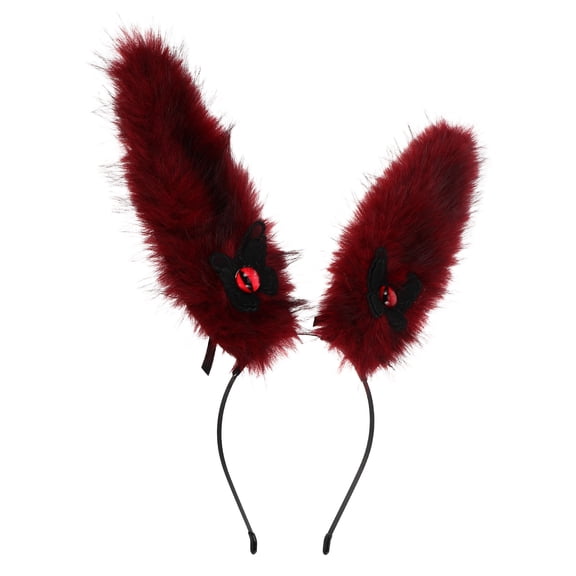 TABLZONE Ears For Women Dark Red 1Set Furry Hairband Role Play For Masquerade Event