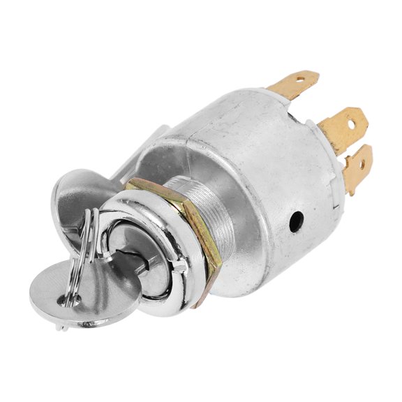 TABLZONE Easy Install Plated Silver Car Ignition Switch Starter Switch with Key 12V Vehicle Accessory