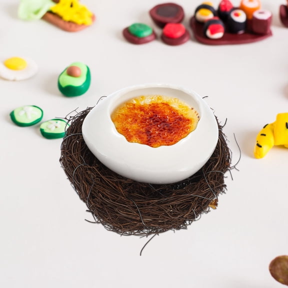 TABLZONE Eggshell Shaped Dessert Bowl in White Ceramic for Kitchen Food Display