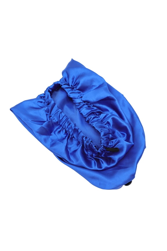 Satin Sleeping Hat for Travel in Blue with Cover All Hair 1Pack