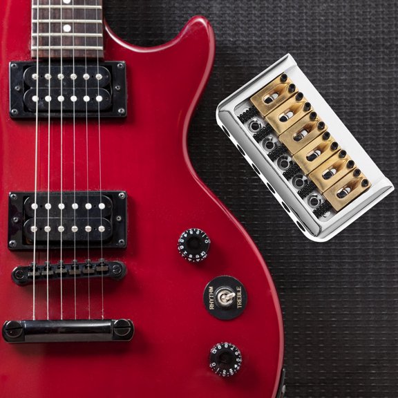 TABLZONE Easy Install Hardtail Guitar Bridge with Intonation Adjustment and Durable Copper Material