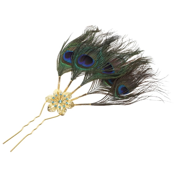 TABLZONE Elegant Peacock Hairpin Green Hair Stick Ethnic Plume Design for Festivals and Weddings