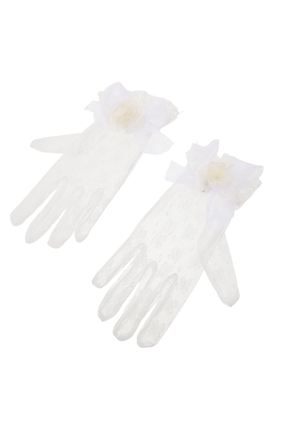 Elegant White Lace Gloves for Women's with Finger Separation for Weddings and Tea Parties, Comfortable and Durable, 2 Pcs