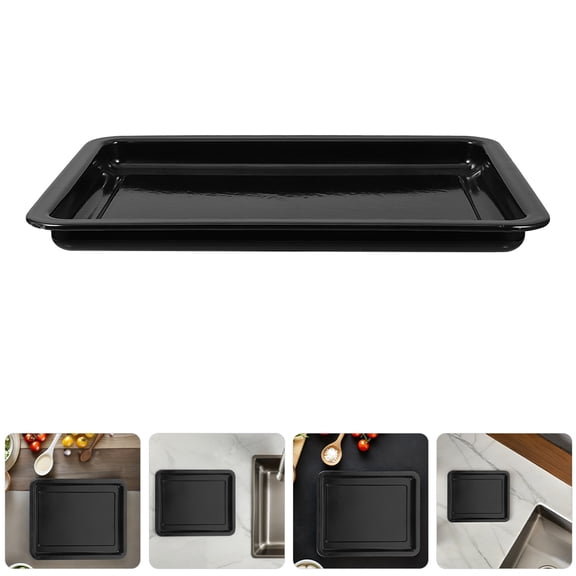 TABLZONE Enamelware Pie Dish Baking Pan Non Stick Black for Baking Cakes 1Pack