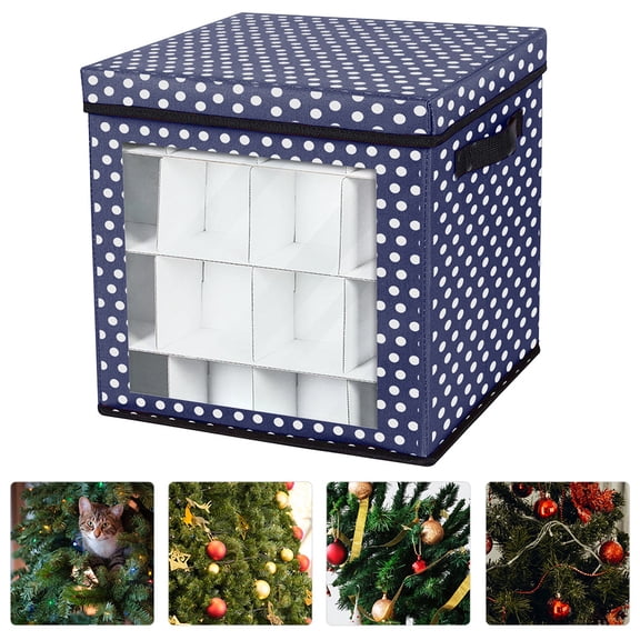 TABLZONE Fabric Storage Box with Lid, Christmas Design, Rectangular Organizer for Event and Home Storage, 1 Set