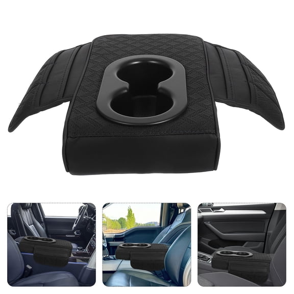 TABLZONE Universal Car Armrest Console Box with Storage Tray and Cup Holder Black
