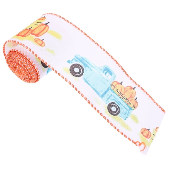 TABLZONE Fall Theme Decorative Ribbon Roll, Polyester and Iron Wire, Multi-Color Autumn Craft Ribbon for Projects