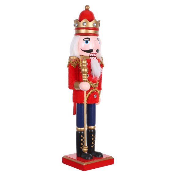 TABLZONE Vibrant Red Nutcracker Puppet Statue for Christmas Intricately Carved