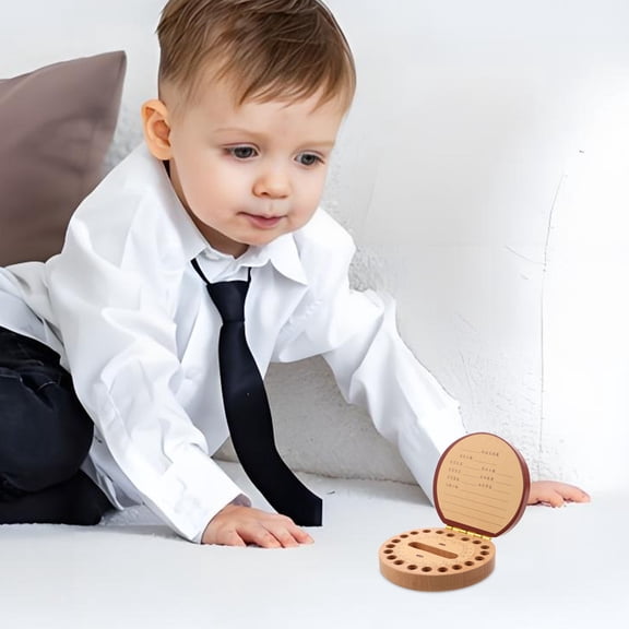 TABLZONE Wooden First Tooth Keepsake Box, Multi-Color Baby Tooth Collection Container