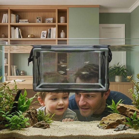 TABLZONE Fish Breeding Box for Aquarium with Floating PP Frame and Easy Access Zipper Mesh Net