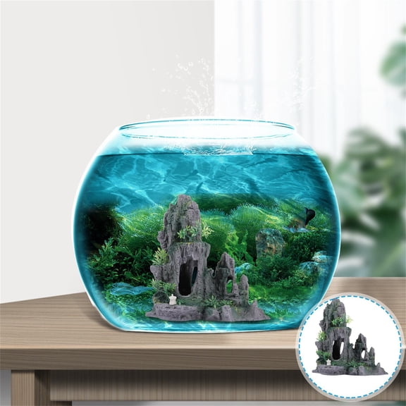 TABLZONE Grey Resin Artificial Rock Aquarium Decoration Ornament for Fish Structure, 1-Pack
