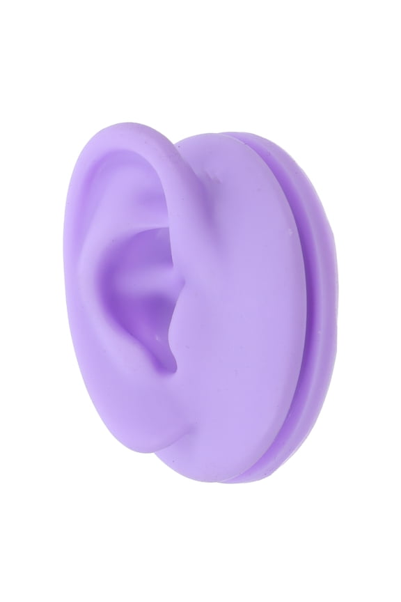 Soft Silicone Ear Model for Jewelry Practice and Piercing Training, Violet, Realistic Simulation
