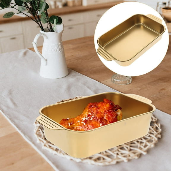 TABLZONE Golden Stainless Steel Fish Serving Plate for Home Use with Practical Steamed Food Feature