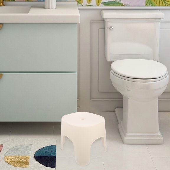 TABLZONE Foot Stepping Stool PVC Compact Storage Beige 1Pcs for Bathroom Use