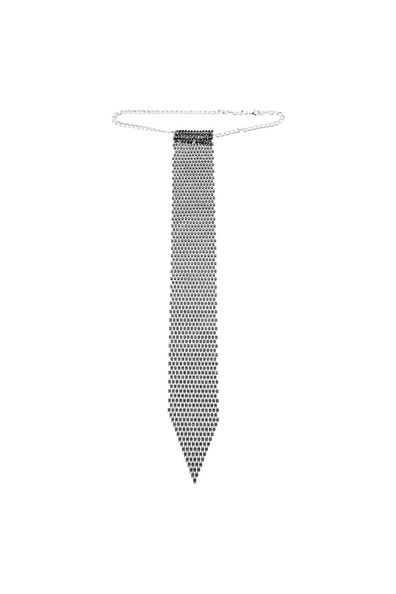 Men's Black Rhinestone Mesh Tie - Stylish Thin Design Fashion Accessory, 1 Pack for Formal and Casual Wear