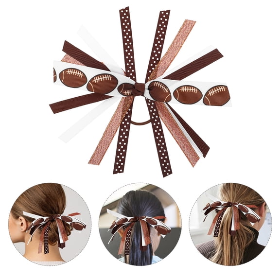 TABLZONE Comfortable Football Scrunchies, Multi-Color Cloth Hair Ties for Secure Hairstyles at Home, 1 Pair