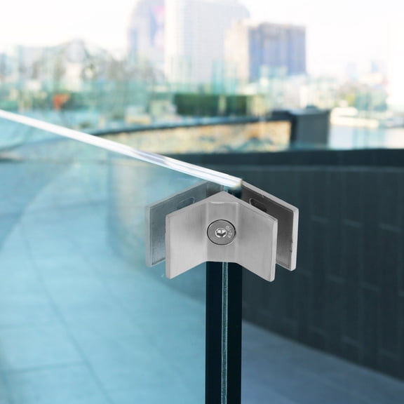TABLZONE Glass Railing Clamps Set in Plated Silver Stainless Steel with Weatherproof Finish for Outdoor Deck and Pool