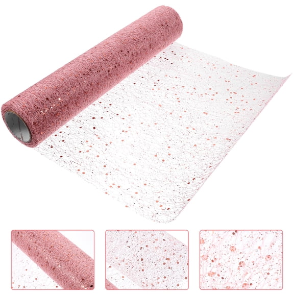 TABLZONE 1 Roll Tulle Ribbon Mesh Rose Gold Glitter Wrapping for Parties