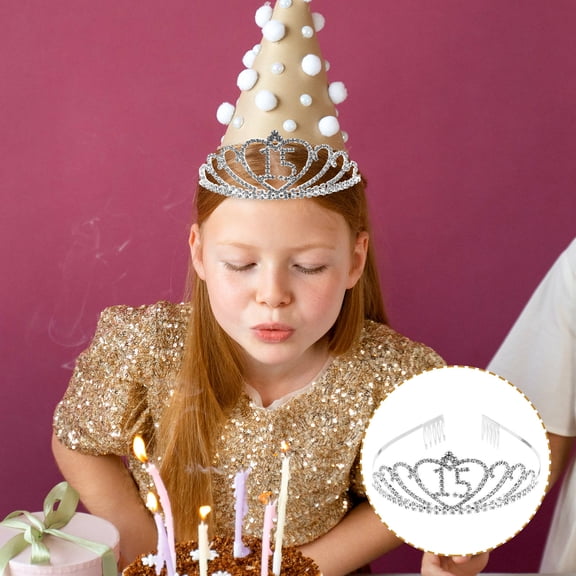 TABLZONE 1PC Shiny Crown Headband Alloy Rhinestone Headpiece Silver for Women Parties