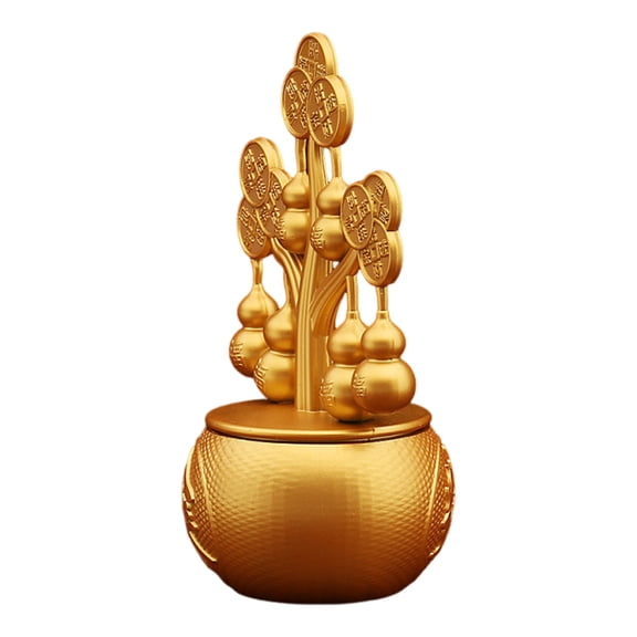 TABLZONE Golden Shui Wealth Tree Bonsai Rotating Ornament for Home Decor and